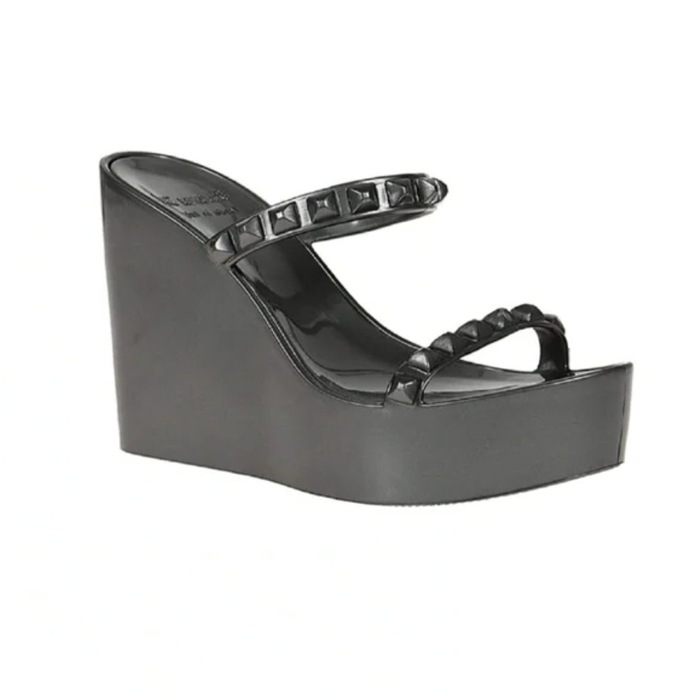 Carmen Sol Tonino Jelly Platform Wedge Sandal in Black Size 8 Vacation Resort